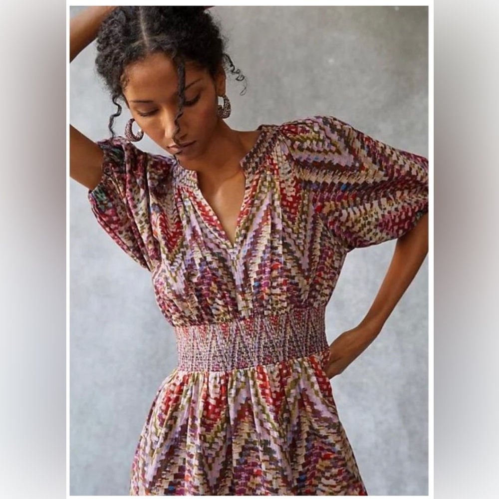Anthropologie Puff-Sleeved Midi Dress